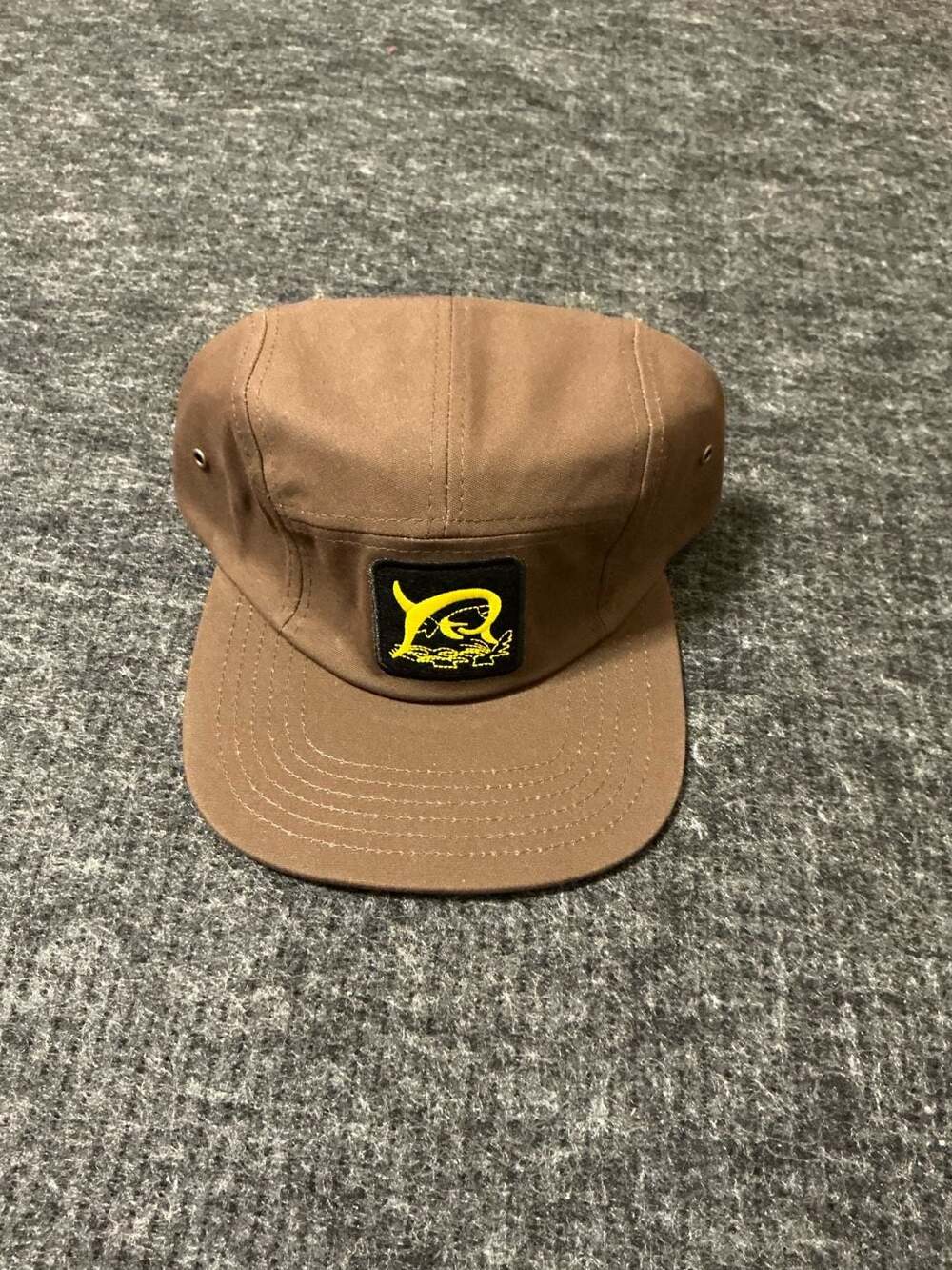 Marlin Fishing Strapback Hat Mens 5 Panel Brown Yellow New
